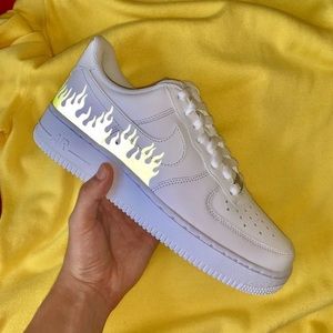 Custom made reflective flame Airforce 1s